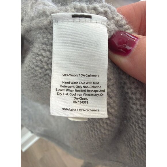 Vineyard Vines Womens Gray Wool & Cashmere Blend Cable Knit Open Front Cardigan - Picture 3 of 5